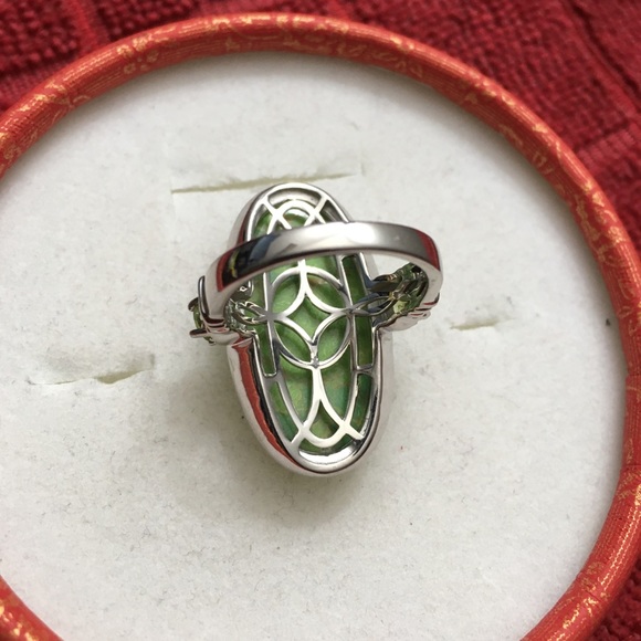 Mojave Green Turquoise/Peridot Earrings/ Ring Set 925 -  14K Goldplated. - Picture 15 of 17
